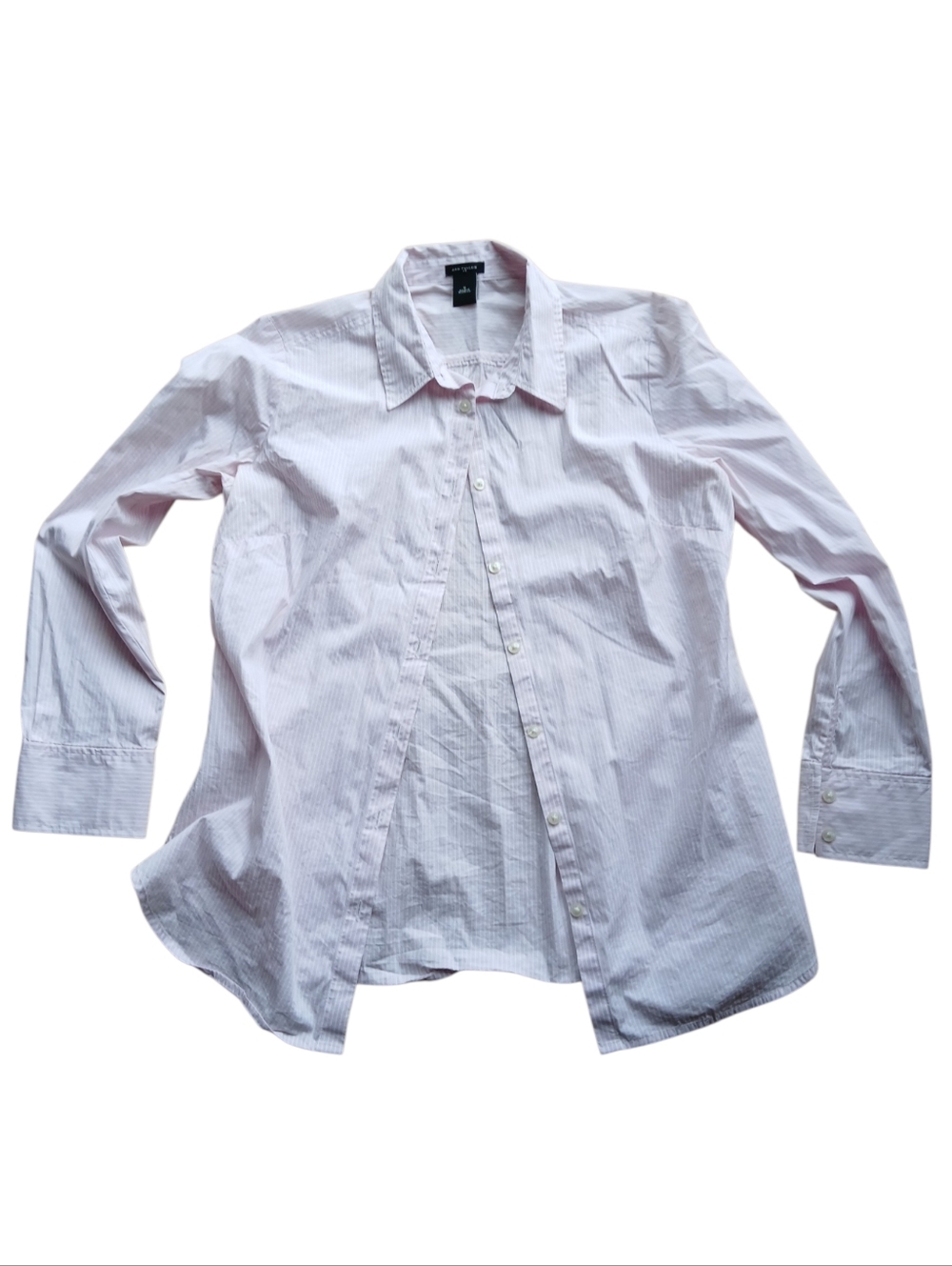 Anne Taylor Women's Size 10 Light Pink Stripe Button-Down Shirt